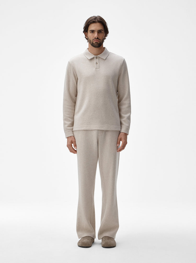 Cashmere Wool Long Sleeve Polo