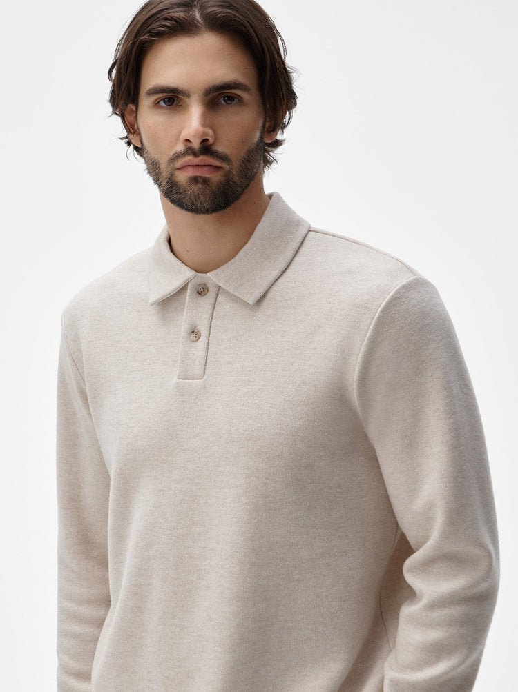 Cashmere Wool Long Sleeve Polo