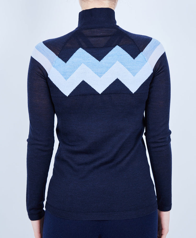 Chevron Merino Mock Neck Sweater