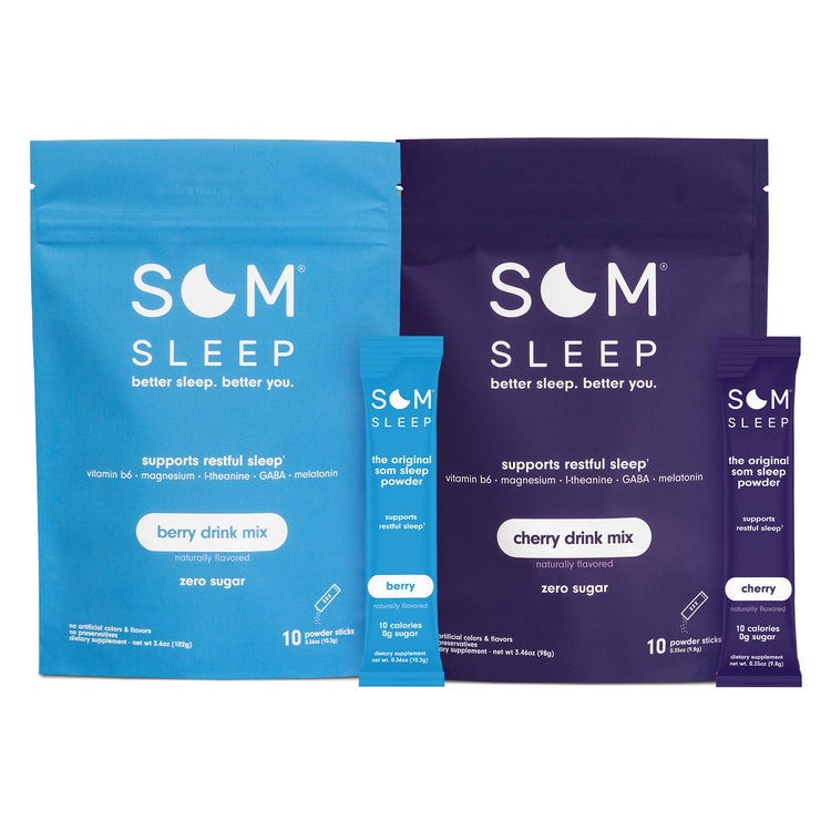 Som Sleep Powder Drink Mix Variety Pack, Berry + Cherry, 20-Pack