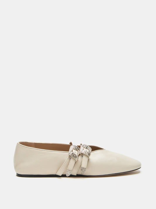 Classic Claudia Slipper in Ecru Leather
