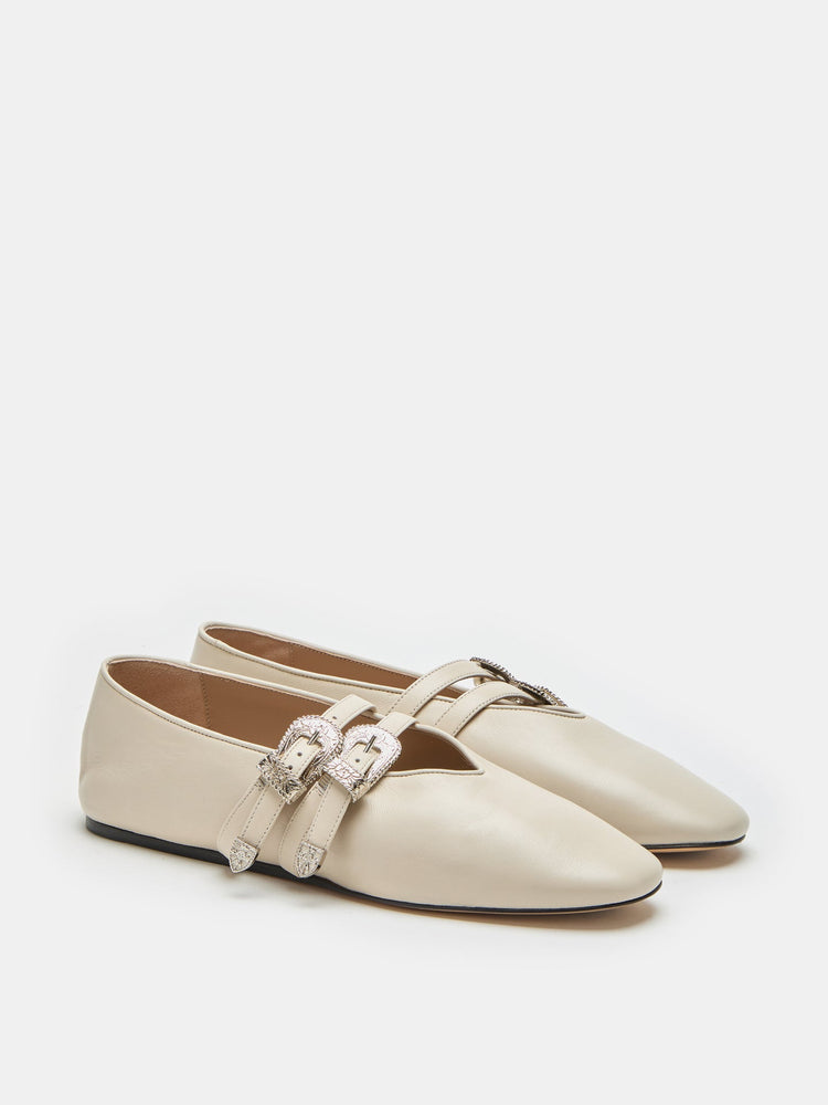Classic Claudia Slipper in Ecru Leather