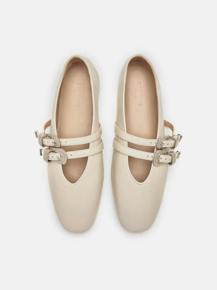 Classic Claudia Slipper in Ecru Leather