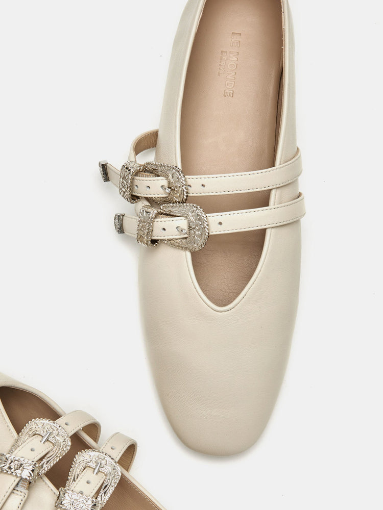 Classic Claudia Slipper in Ecru Leather