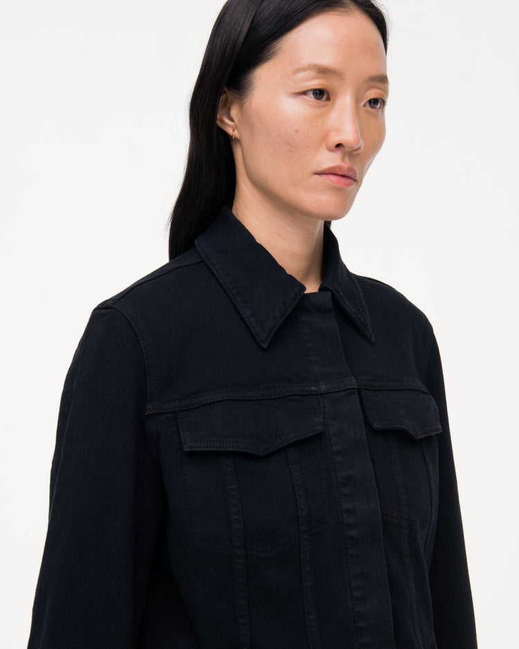 Cropped Denim Jacket in Dark Wash