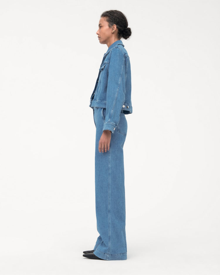 Cropped Denim Jacket in Dark Wash