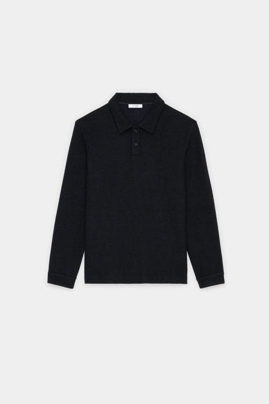 Cashmere Wool Long Sleeve Polo