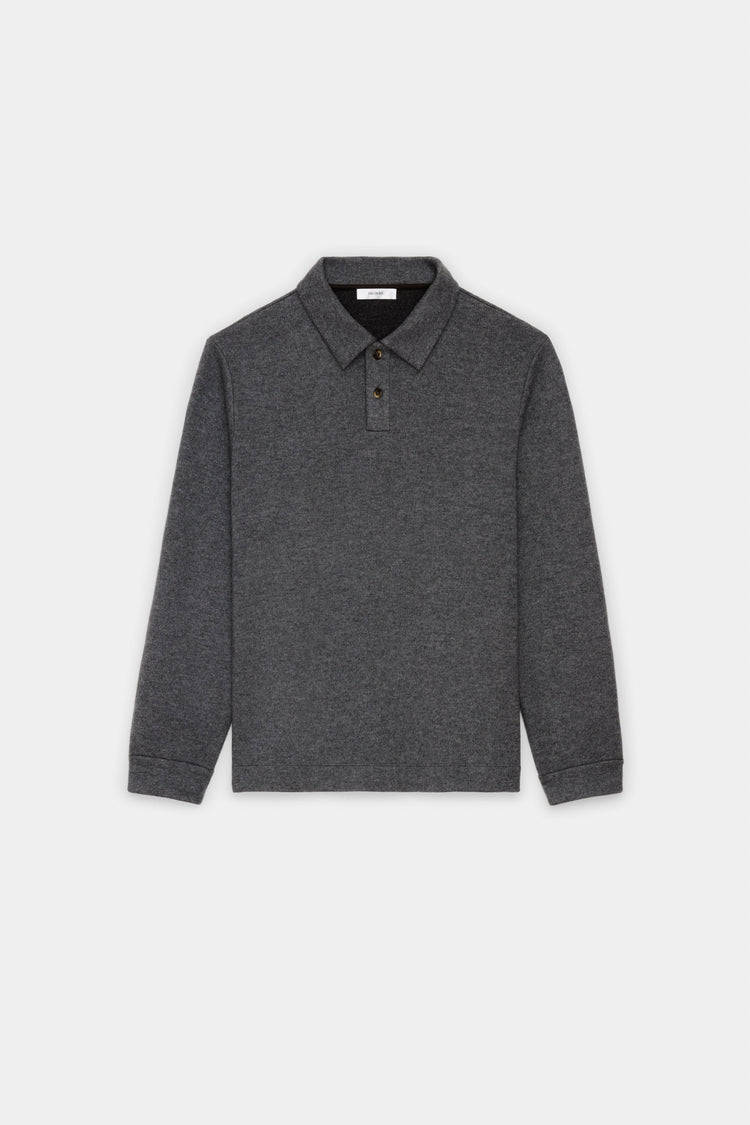 Cashmere Wool Long Sleeve Polo