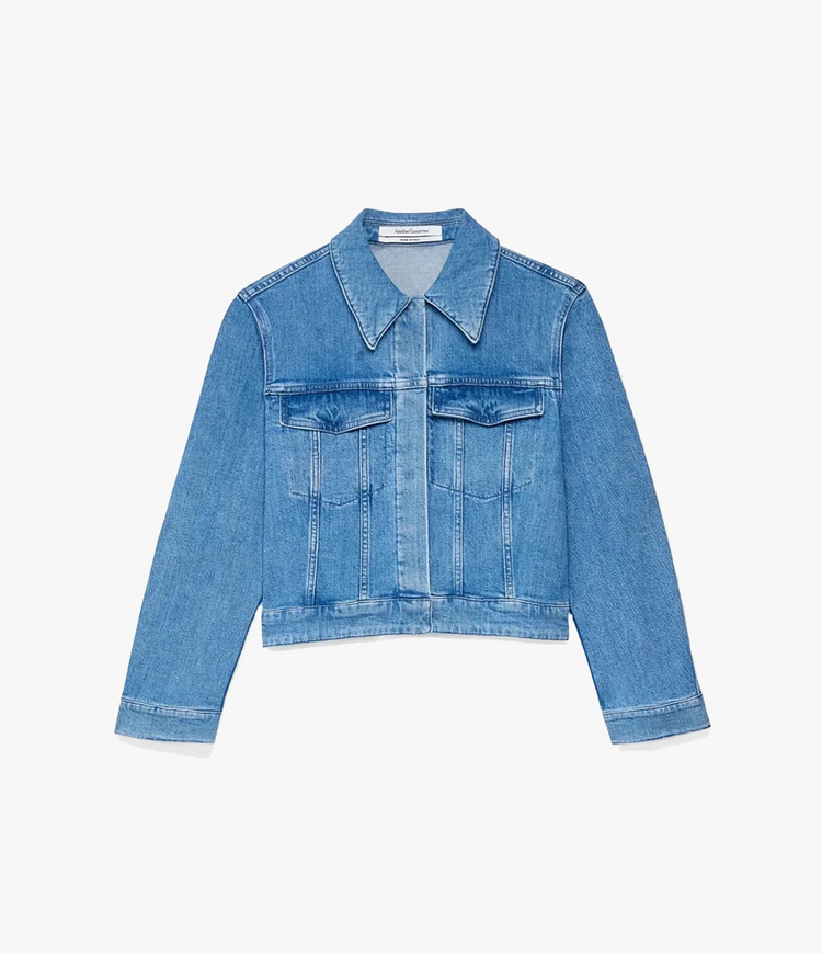 Cropped Denim Jacket in Dark Wash