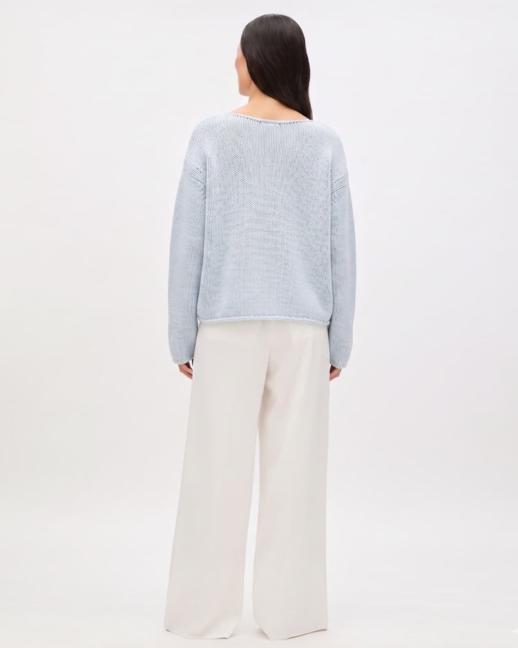 Draped Knit Sweater in Sky