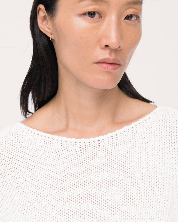 Draped Knit Sweater in White