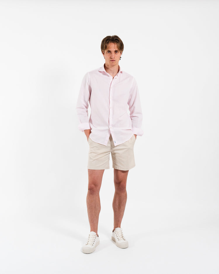 Classic Pink Linen-Blend Shirt