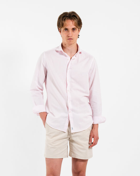 Classic Pink Linen-Blend Shirt