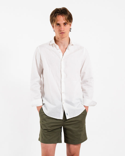 Classic White Linen-Blend Shirt