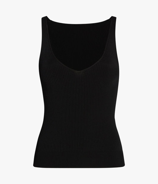 Deep V Tank Knit in Black