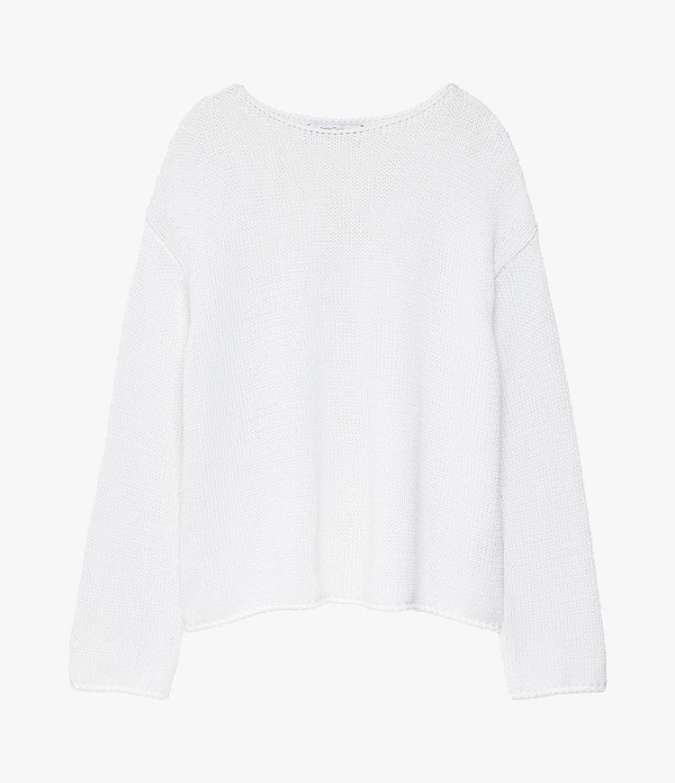 Draped Knit Sweater in White
