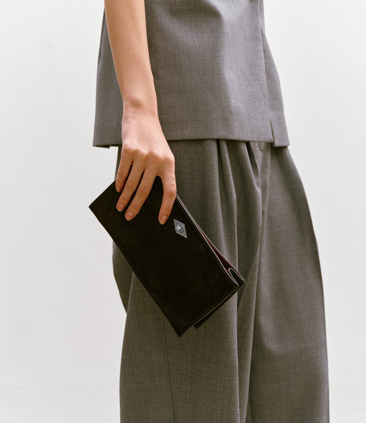 Ease Clutch in Buttery Suede Black