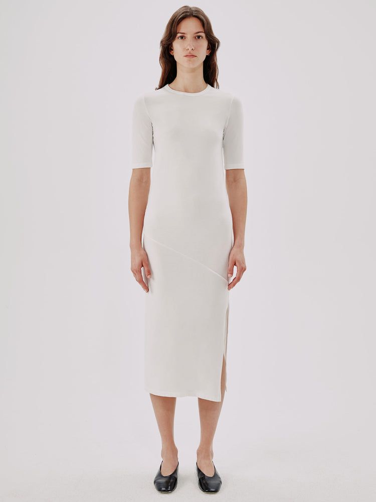 Elbow Sleeve Dress in White
