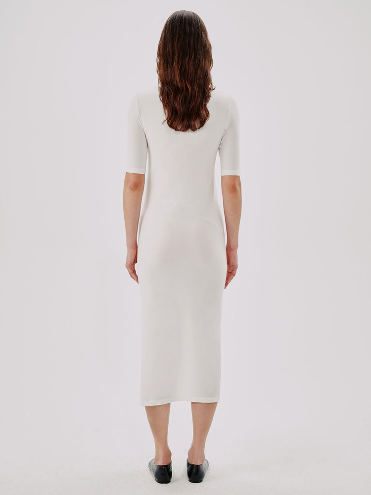 Elbow Sleeve Dress in White