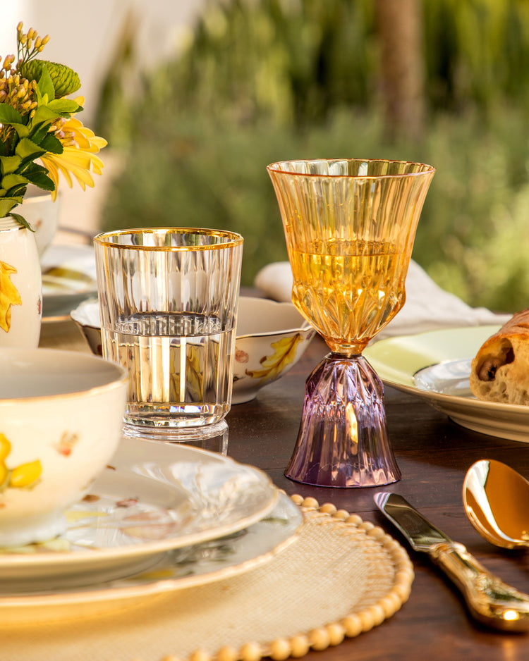 Sardegna Crystal Stemmed Glass in Amber & Purpura