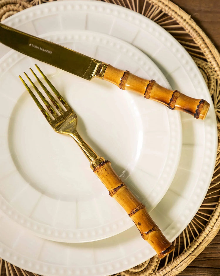 Angra Gold-Plated Bamboo Flatware Set
