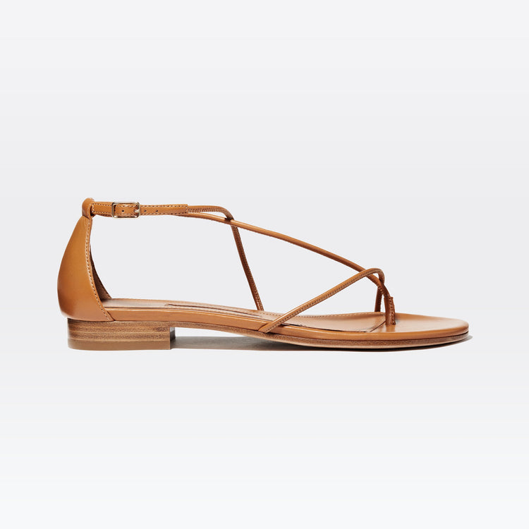 String Sandal in Tobacco Nappa