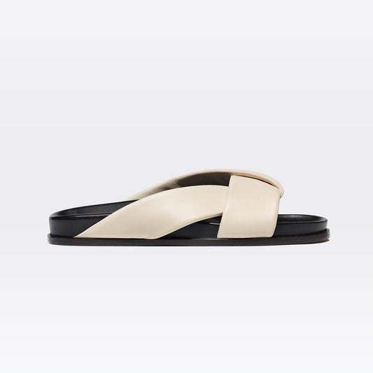 Folded Slide in Ivory Nappa