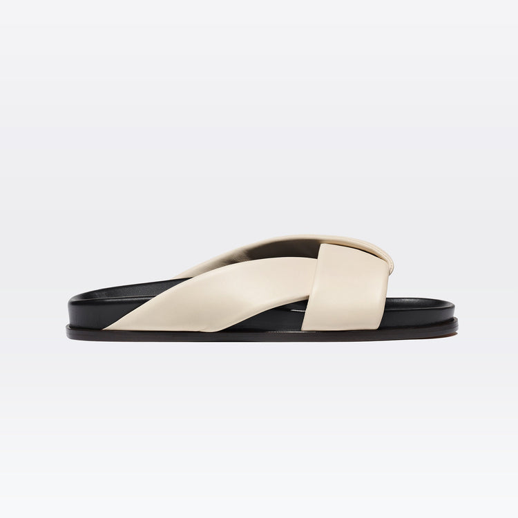 Folded Slide in Ivory Nappa