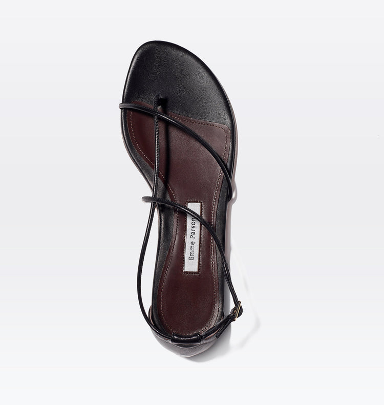 String Sandal in Black Nappa