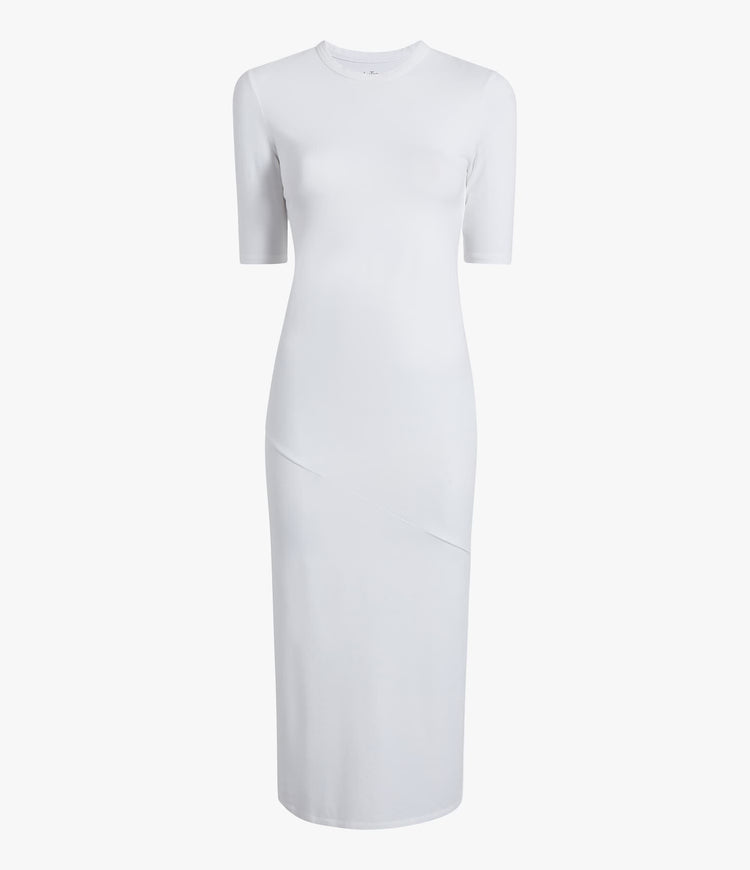 Elbow Sleeve Dress in White