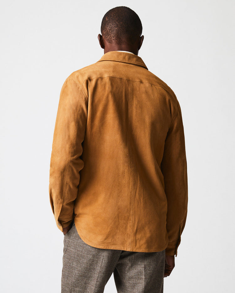 Savoy Suede Workshirt in Camel