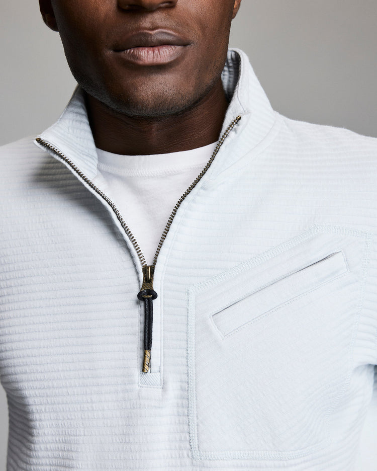 Quilted Half Zip in Beach Blue