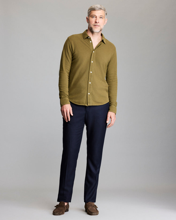 Long Sleeve Knit Yellowhammer Shirt in Olive