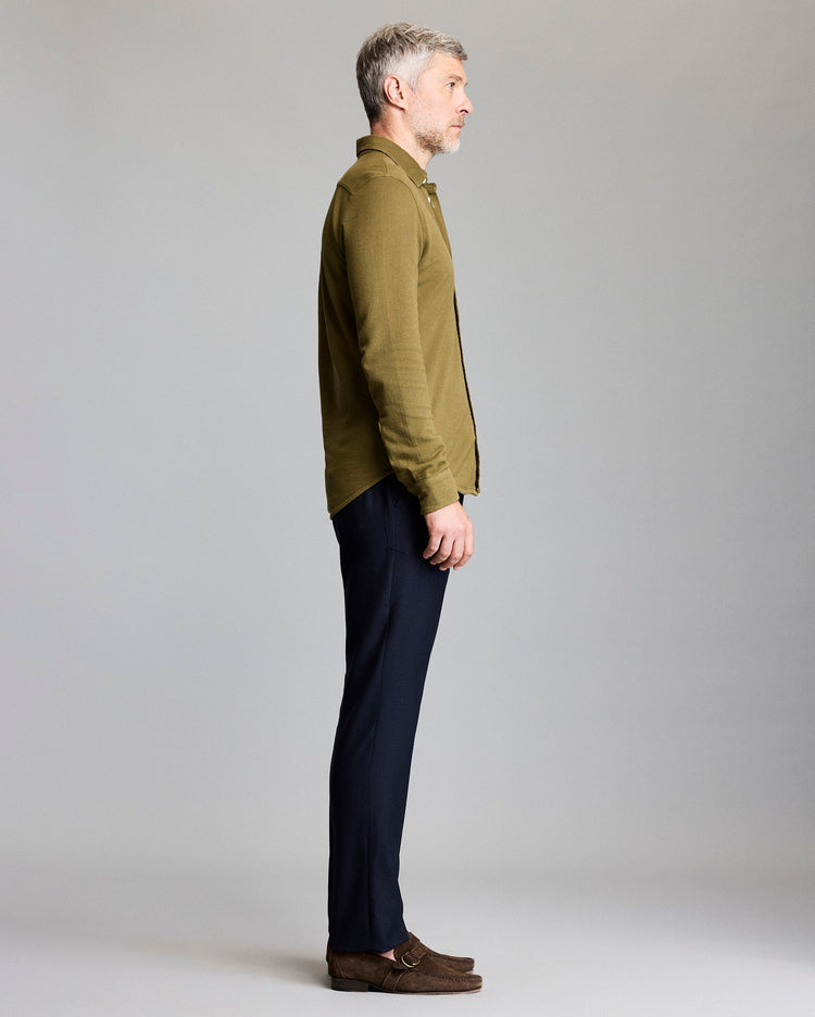 Long Sleeve Knit Yellowhammer Shirt in Olive