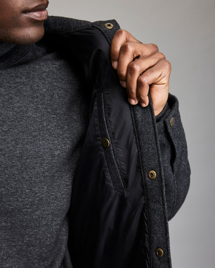 Onion Quilted Theo Shirt Jacket in Charcoal Heahter