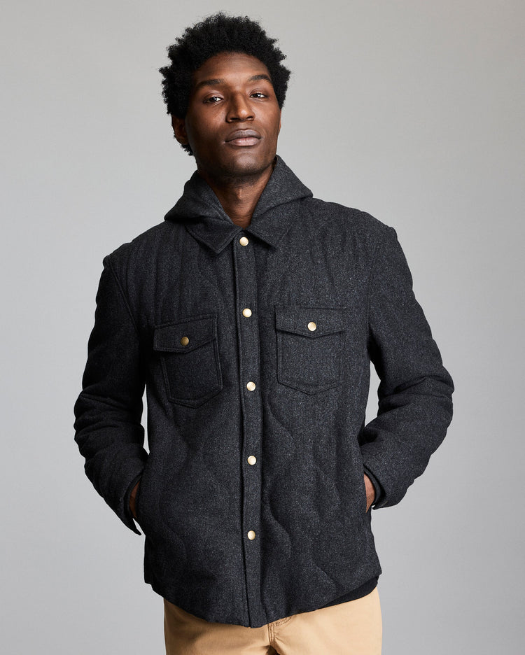 Onion Quilted Theo Shirt Jacket in Charcoal Heahter