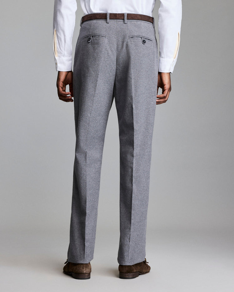 Flannel Flat Front Trouser in Grey Heather