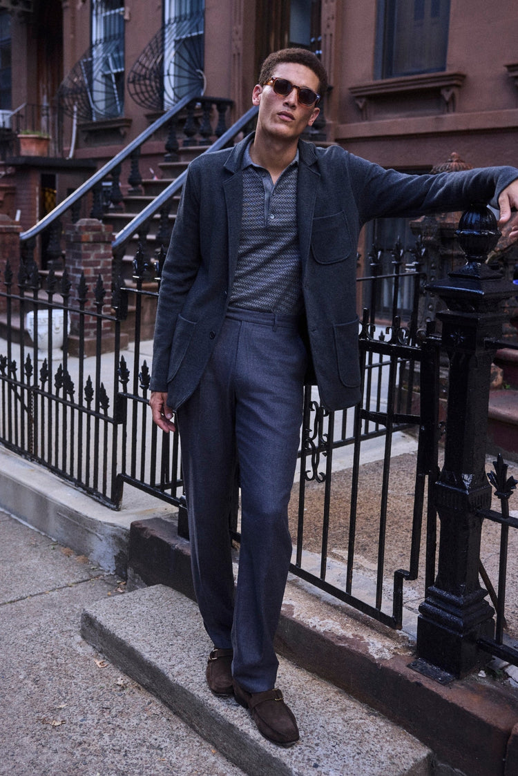 Heathered Knit Sport Coat in Charcoal
