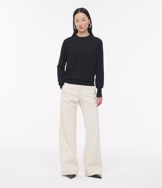 Featherweight Wool Crew in Black