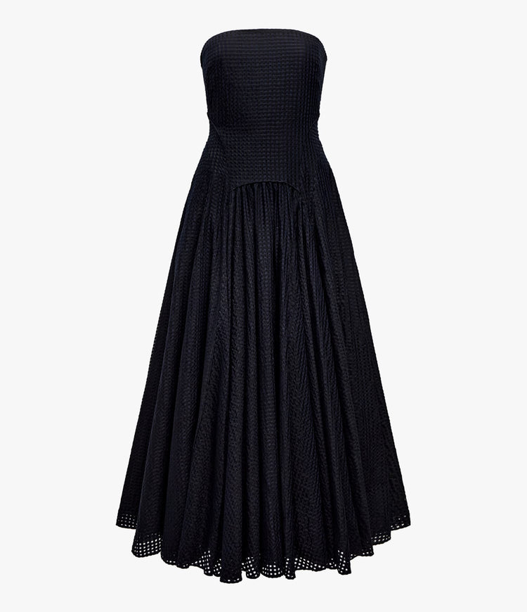 Full Skirt Gingham Dress in Black