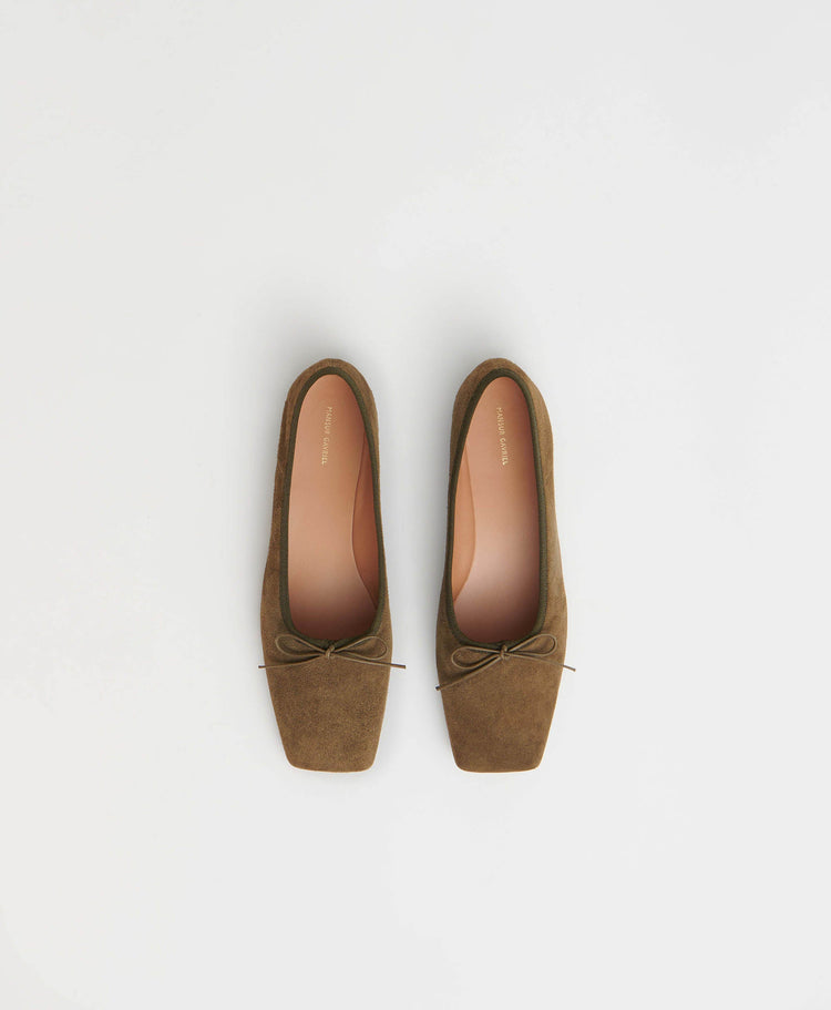 Square Toe Ballerina - Bamboo Suede