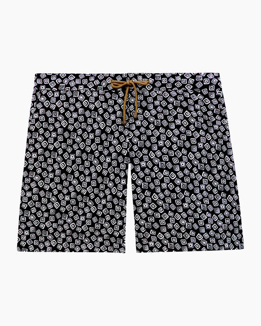 Floating Squares Swim Shorts - Black & White