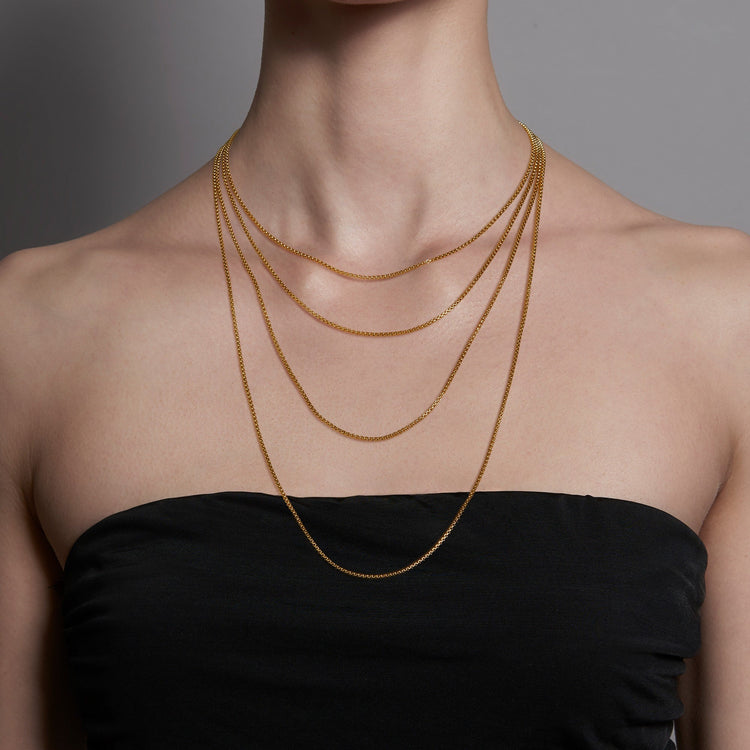 Rounded Box Chain in 24K Gold