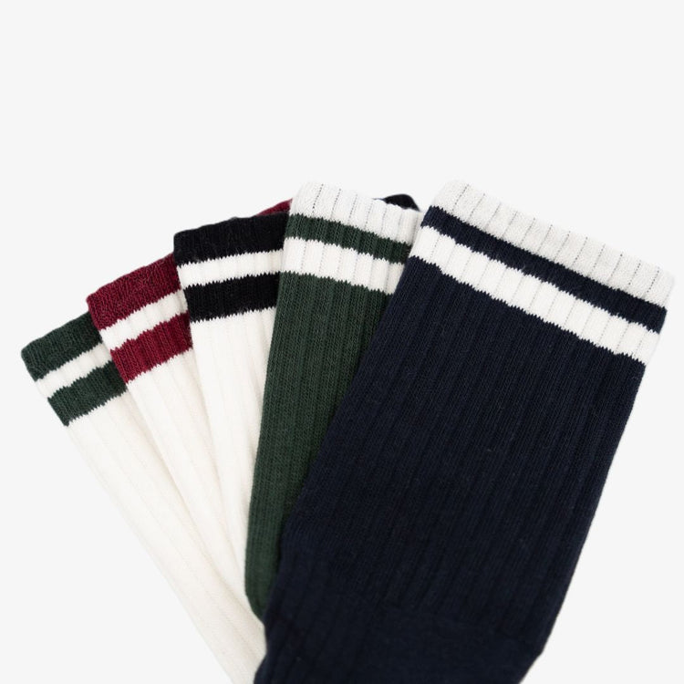 Retro Gym Sock in Vintage White / Red Stripes