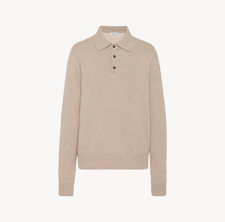 Harry Unisex Cashmere Polo in Oatmeal