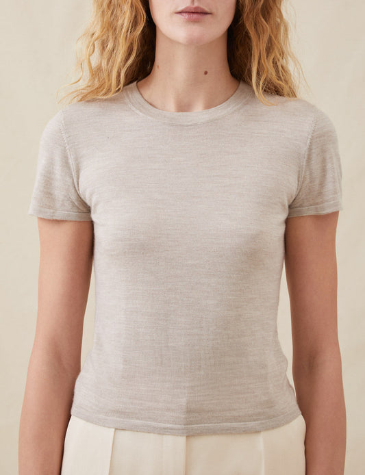 The Cashmere Silk T-Shirt Taupe