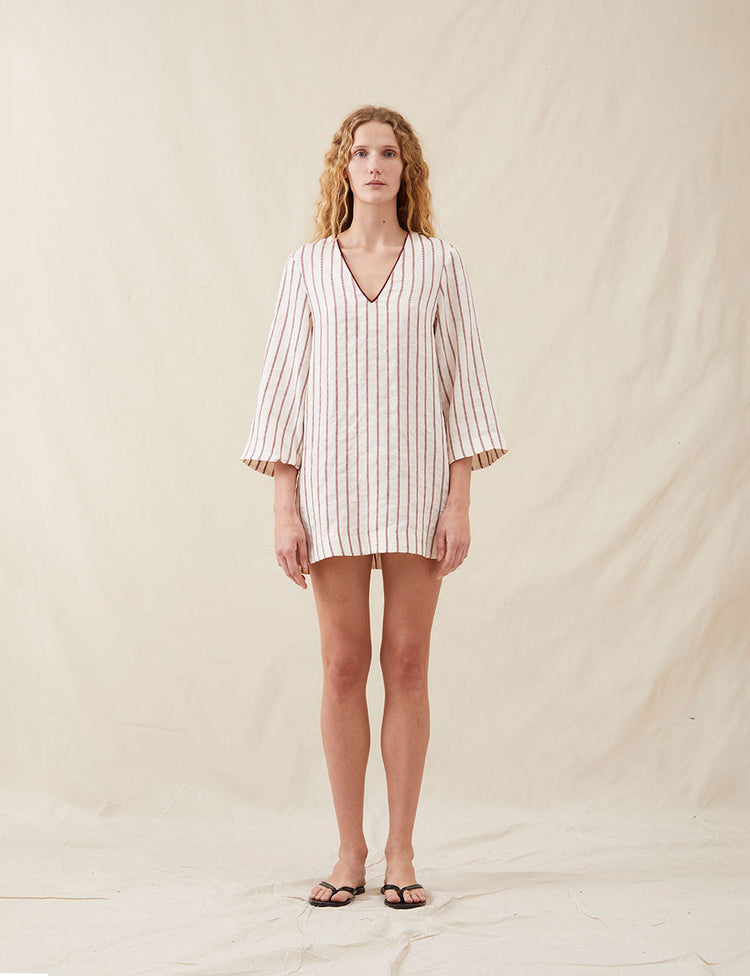The Mini Caftan in Ticking Stripe