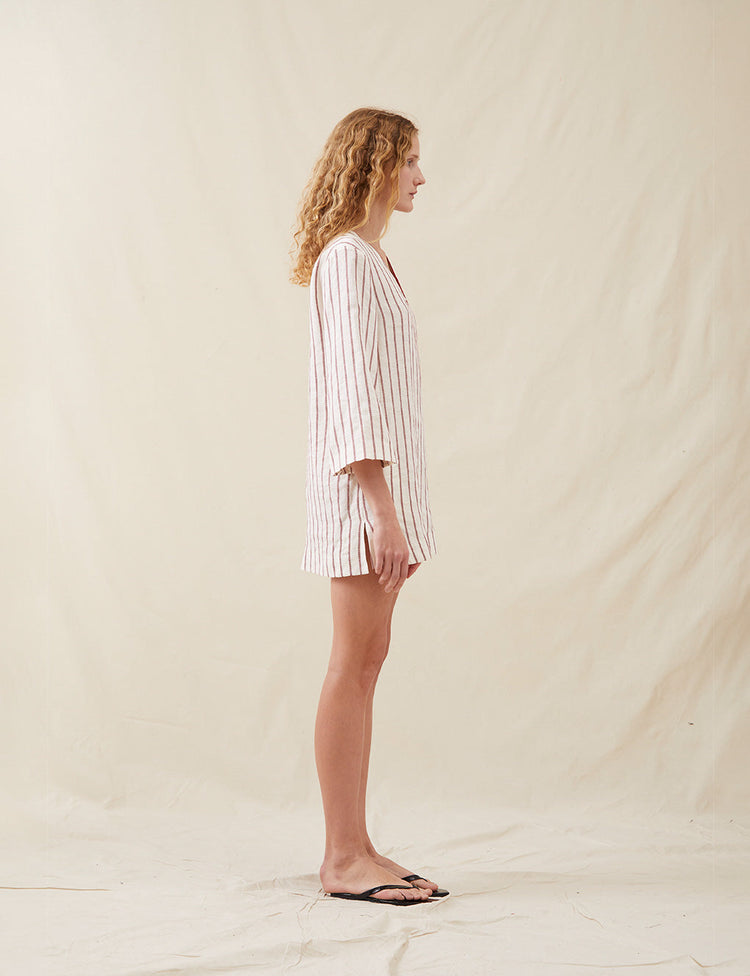 The Mini Caftan in Ticking Stripe