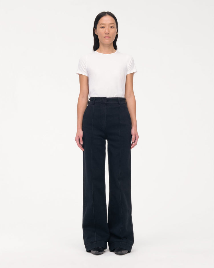 High Waisted Denim Trouser