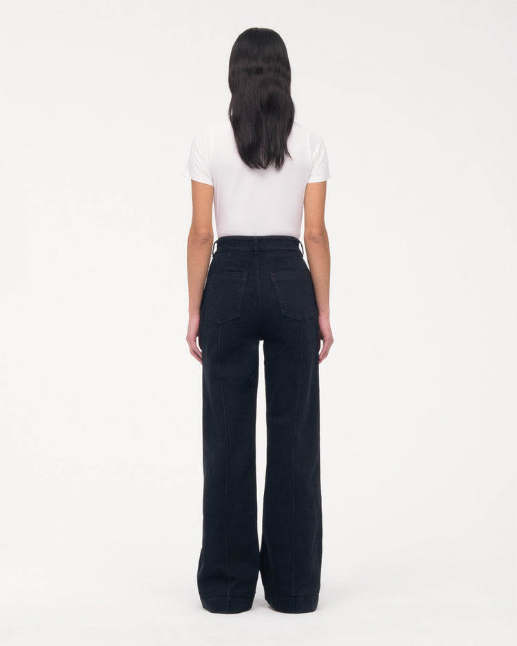 High Waisted Denim Trouser